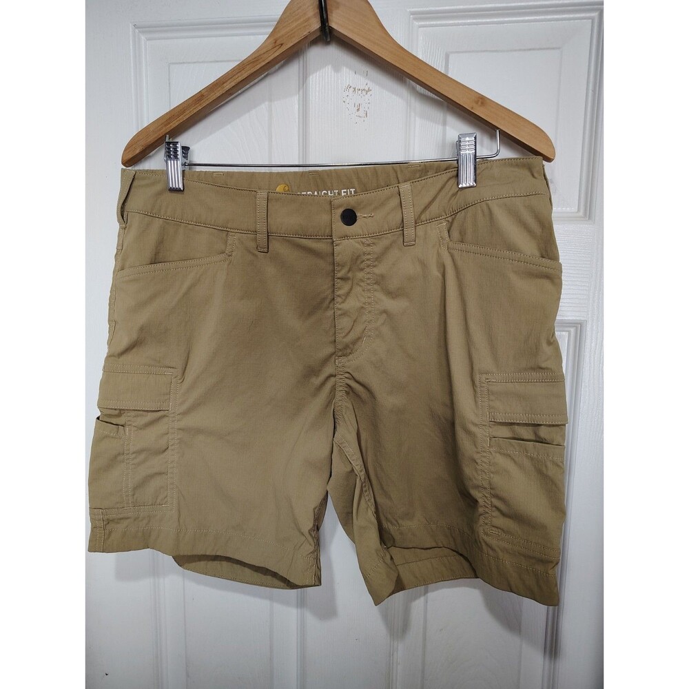 Women’s Carhartt Straight Fit Tan Cargo Shorts  Size 12 Regular Hiking Outdoor